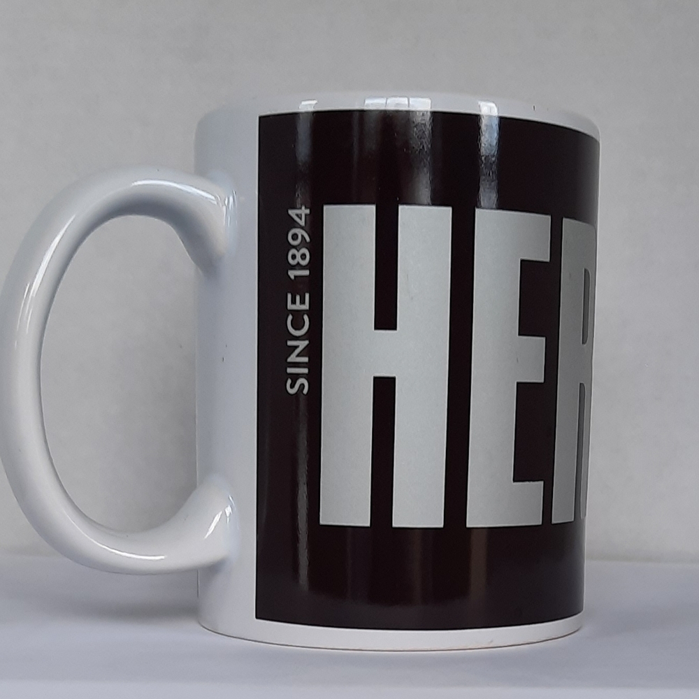 Hershey's Brand White mug chocolate brown label candy coffee cup 15 flouid oz
